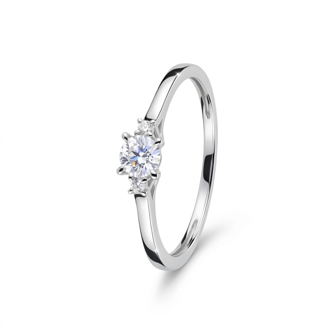 113143 | Trilogy Ring 375/9 K White Gold with Lab Grown Diamonds 0.22 ct