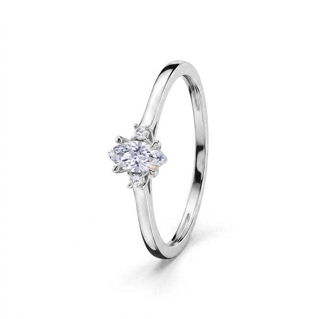 Bague trilogie or gris 375/9 ct avec diamants de laboratoire 0.24 ct - 9KLGD144W