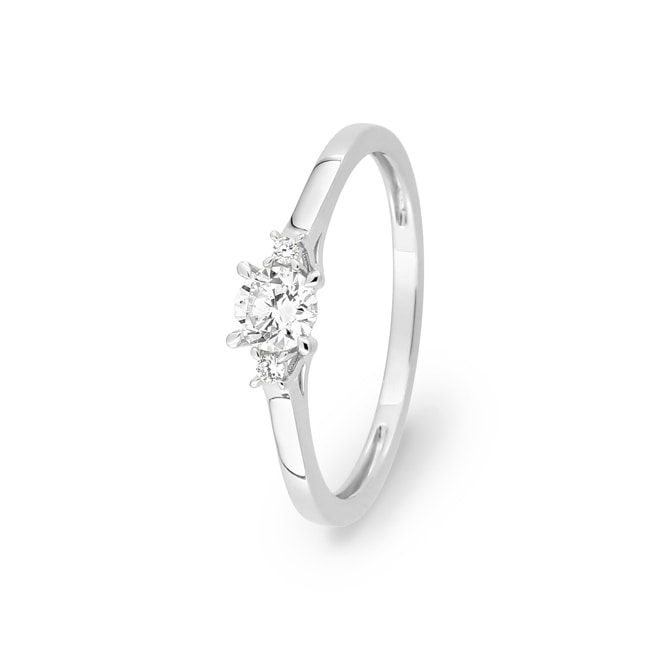 Bague trilogie or gris 375/9 ct avec diamants de laboratoire 0.27 ct - 9KLGD044W