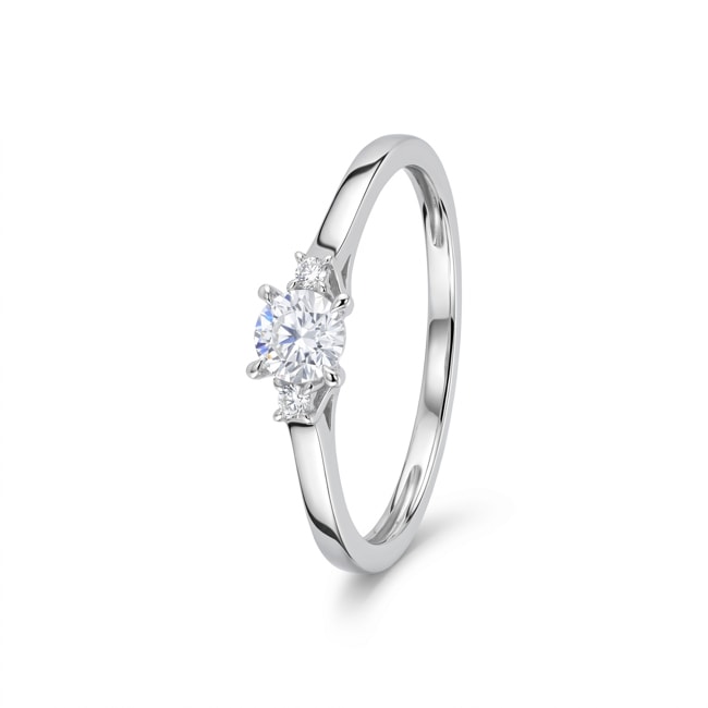 Trilogy Ring 375/9 K White Gold with Lab Grown Diamonds 0.27 ct - 9KLGD044W