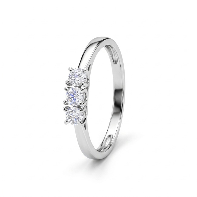 Trilogy Ring 375/9 K White Gold with Lab Grown Diamonds 0.30 ct - 9KLGD001W