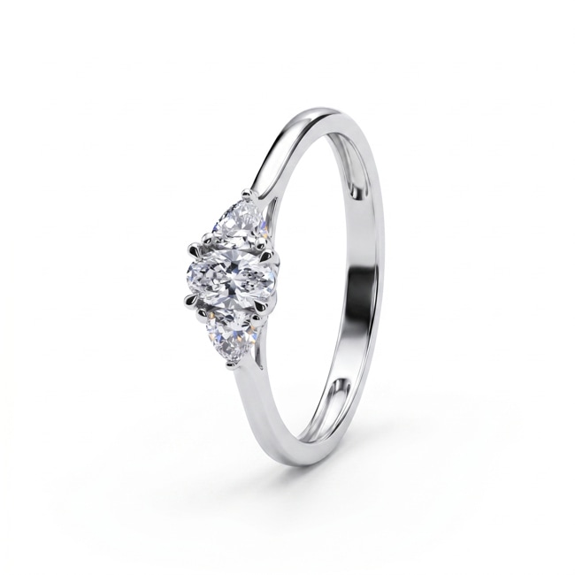 Trilogie Ring 375/9 K Weissgold mit Lab Grown Diamanten 0.38 ct - 9KLGD169W