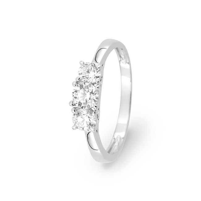 Trilogie Ring 375/9 K Weissgold mit Lab Grown Diamanten 0.50 ct - 9KLGD076W