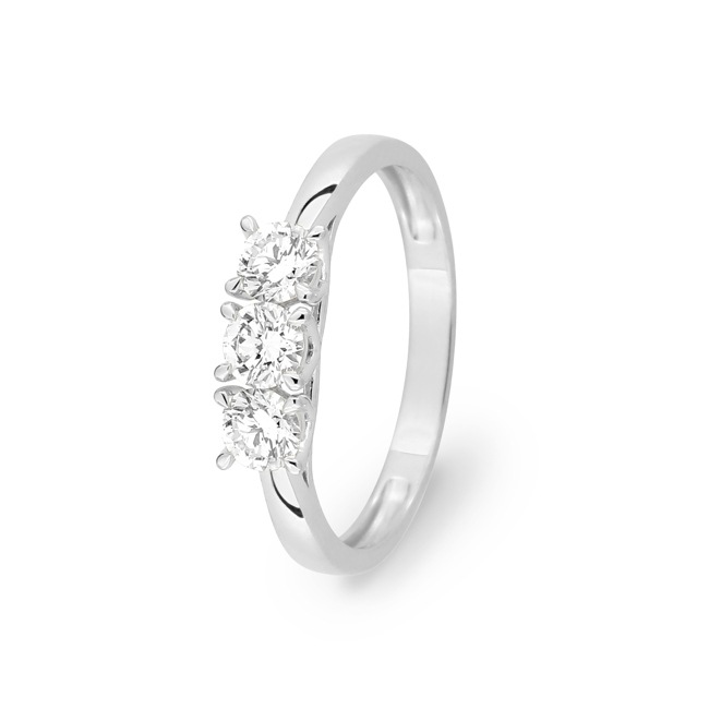 Bague trilogie or gris 375/9 ct avec diamants de laboratoire 0.60 ct - 9KLGD002W
