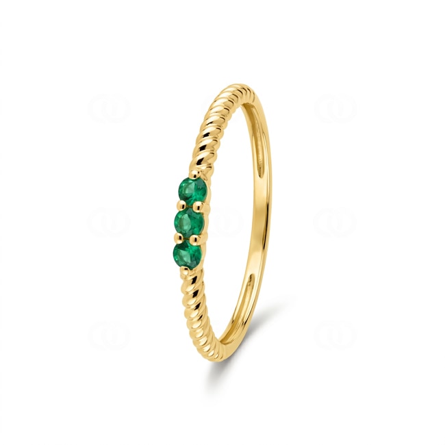 Trilogy Ring 750/18 K Yellow Gold with Emeralds - 1.7573.E0