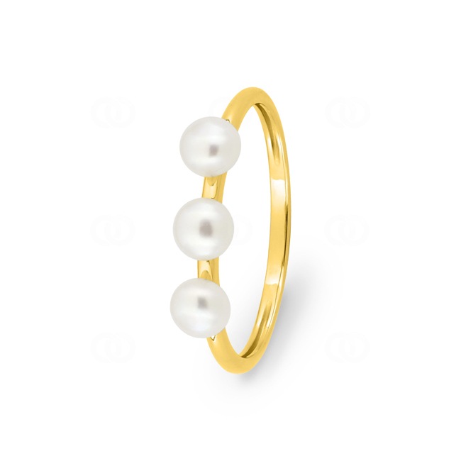 Trilogie Ring 750/18 K Gelbgold mit Süsswasserzuchtperlen 4.0mm - 1.7484.P0