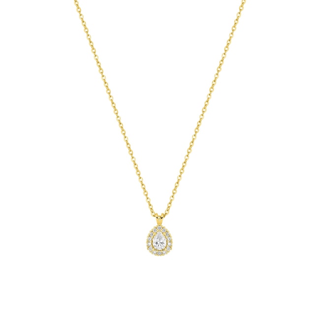 Tropfen Halo Collier 375/9 K Gelbgold mit Lab Grown Diamanten 0.22 ct - 9KLGD224Y
