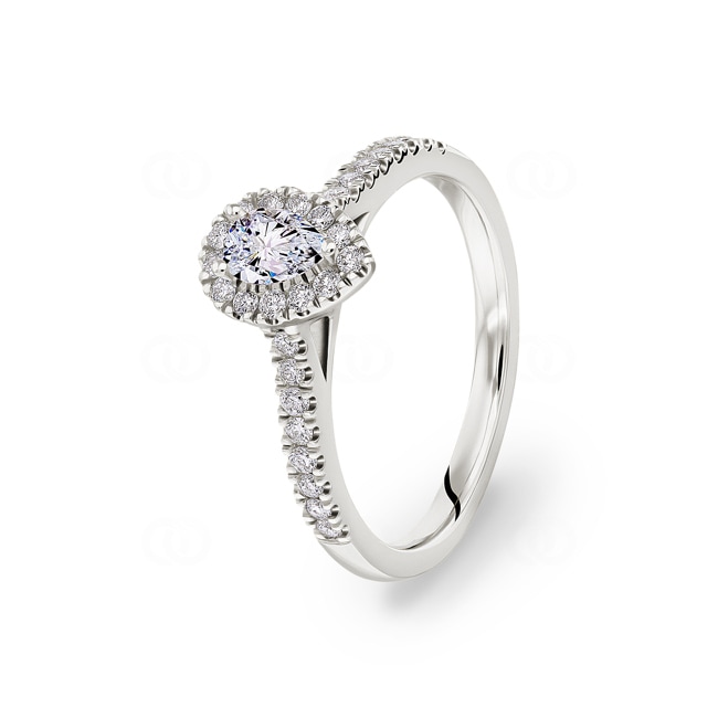 Poire bague diamant halo or gris 750/18 ct 0.63 ct G/si - RI-6536-02-WG