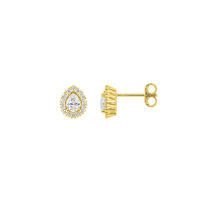 Tropfen Halo Ohrstecker 375/9 K Gelbgold mit Lab Grown Diamanten 0.44 ct - 9KLGD222Y