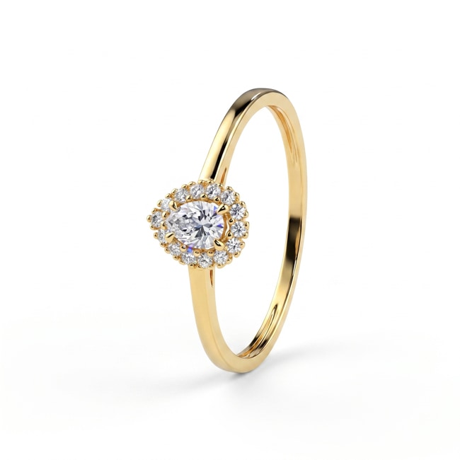 Tropfen Halo Ring 375/9 K Gelbgold mit Lab Grown Diamanten 0.22 ct - 9KLGD209Y