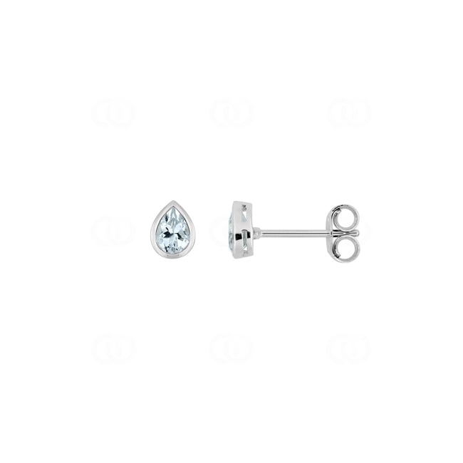Clous d'oreilles solitaire poire or gris 375/9 ct avec aigues-marines - 297121.M1