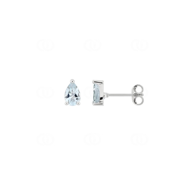 Pear Solitaire Stud Earrings 375/9 K White Gold with Aquamarines - 9K81942GM