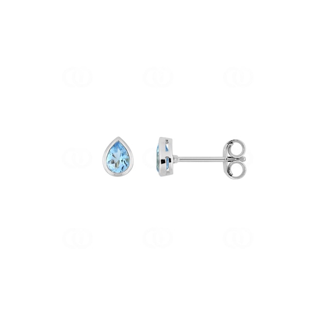 Clous d'oreilles solitaire poire or gris 750/18 ct avec topazes bleues - 2.7121.T1