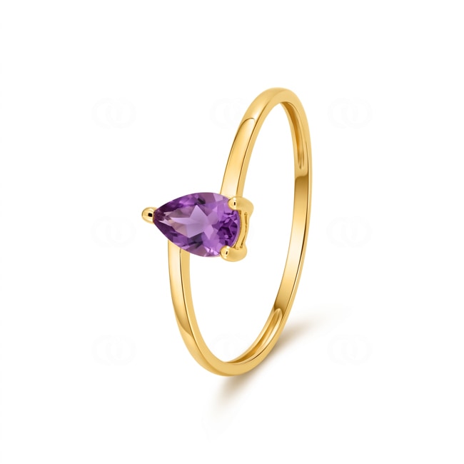 Tropfen Solitärring 375/9 K Gelbgold mit Amethyst - 197733.A0