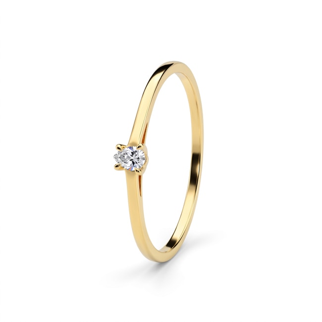 Tropfen Solitärring 375/9 K Gelbgold mit Lab Grown Diamant 0.05 ct - 9KLGD173Y