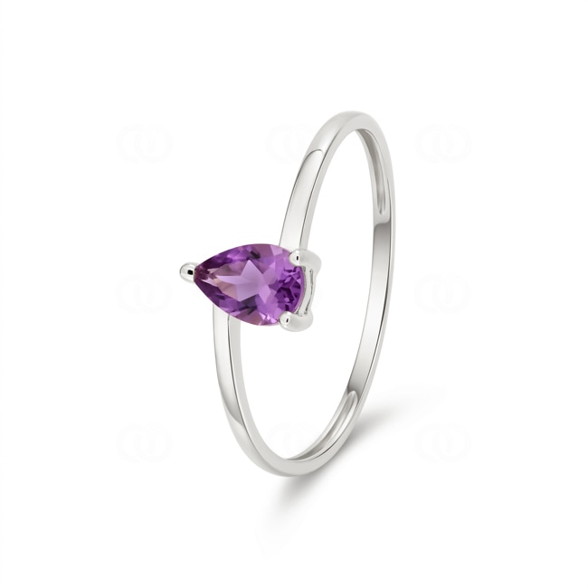 Bague solitaire poire or gris 750/18 ct avec améthyste - 1.7733.A1