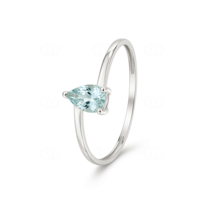 Bague solitaire poire or gris 750/18 ct avec aigue-marine - 1.7733.M1