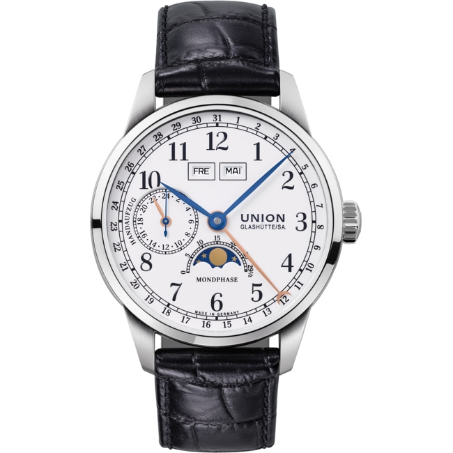 Union Glashütte 1893 Johannes Dürrstein Edition Mondphase Handaufzug Leder - D007.458.16.017.00