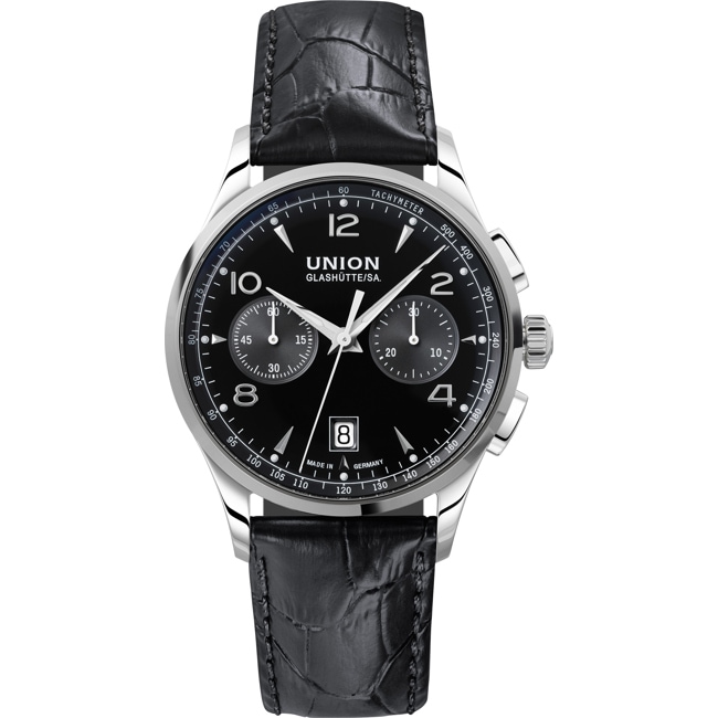 Union Glashütte Noramis Chronograph Automatik Schwarz / Leder - D008.427.16.057.00