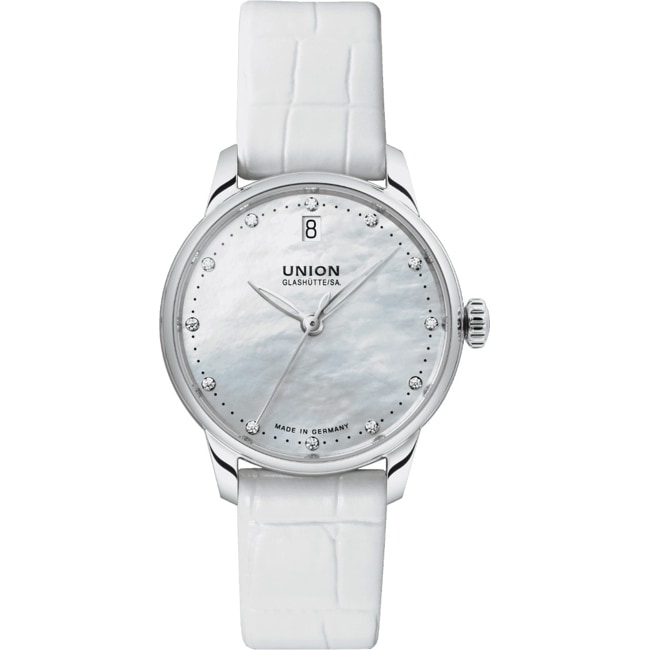 Union Glashütte Seris Date Automatique Nacre Blanche / Cuir - D013.207.16.116.00
