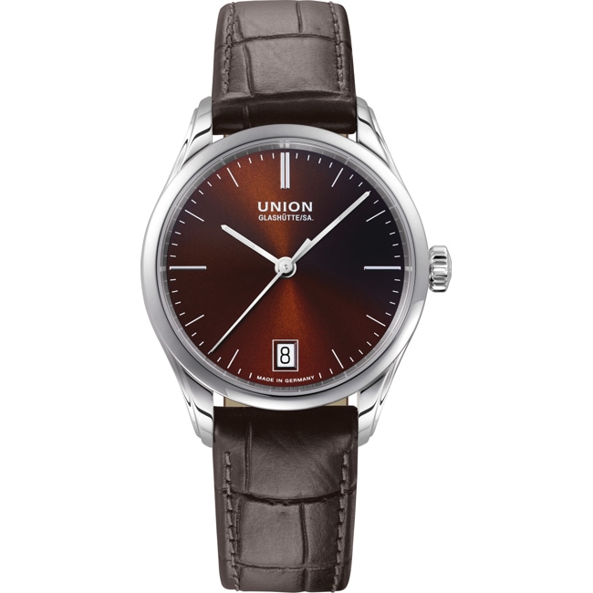 Union Glashütte Viro Datum 34mm Automatik Braun / Leder - D011.207.16.291.00