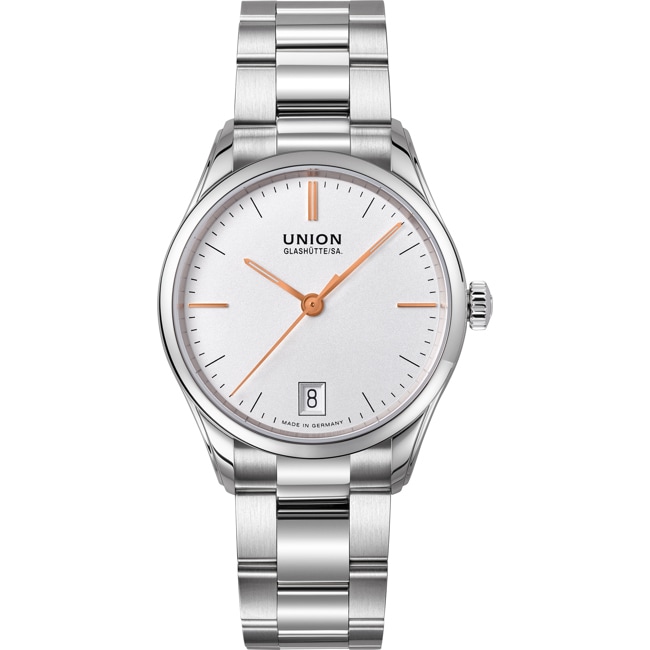 Union Glashütte Viro Datum 34mm Automatik Silbrig / Edelstahl - D011.207.11.031.01