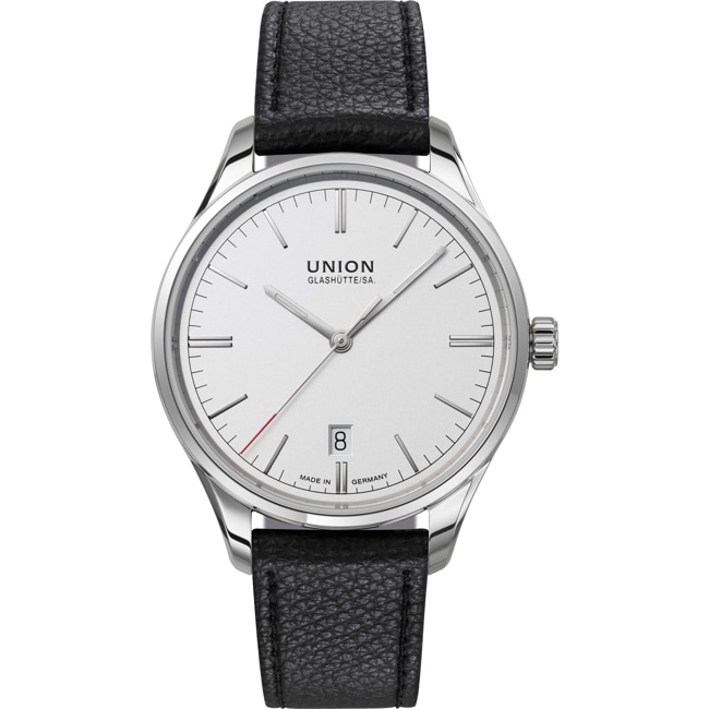 Union Glashütte Viro Datum 39mm Automatik Silbrig / Leder schwarz - D017.407.16.031.00