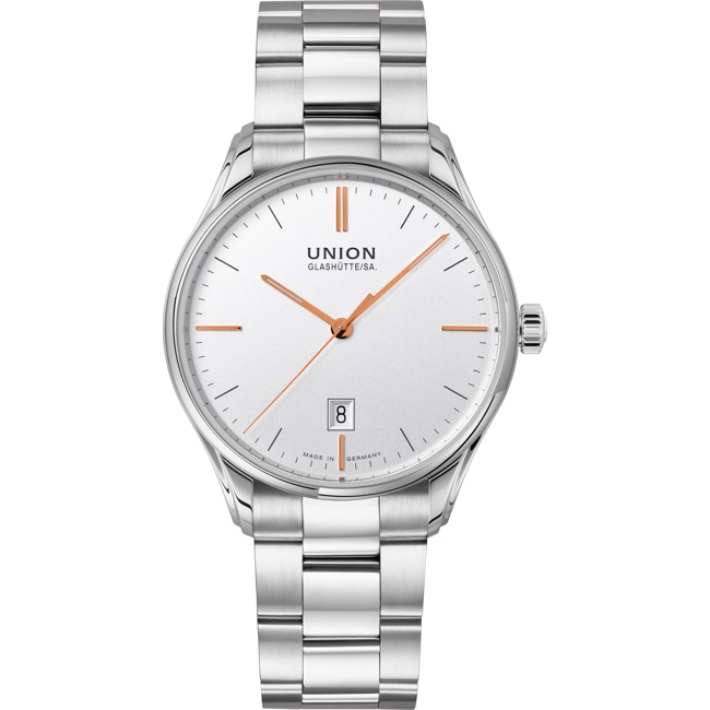 Union Glashütte Viro Datum 41mm Automatique Argenté / Acier Inoxydable - D011.407.11.031.01