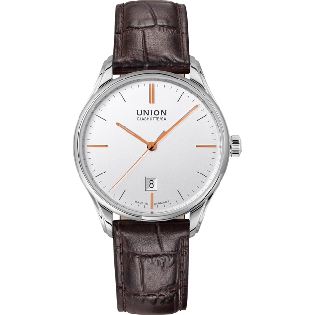 Union Glashütte Viro Date 41mm Automatic Silver / Brown Leather - D011.407.16.031.01