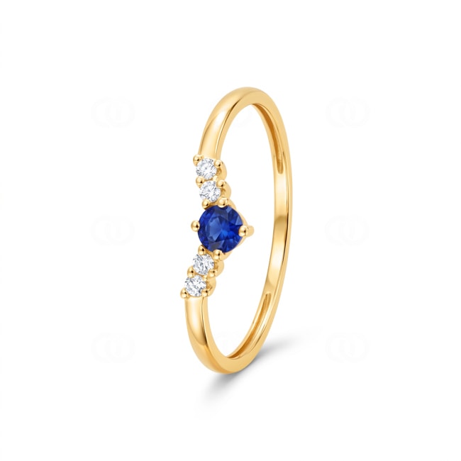 Bague or jaune 750/18 ct avec saphir & diamants 0.05 ct - 1.7681.S0