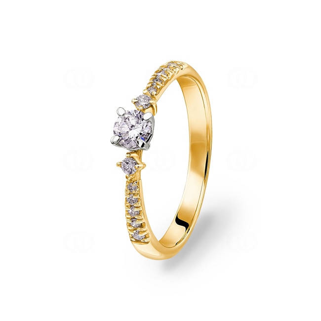 Bague de fiançailles or jaune 750/18 ct avec diamants 0.35 ct H/si - CG130