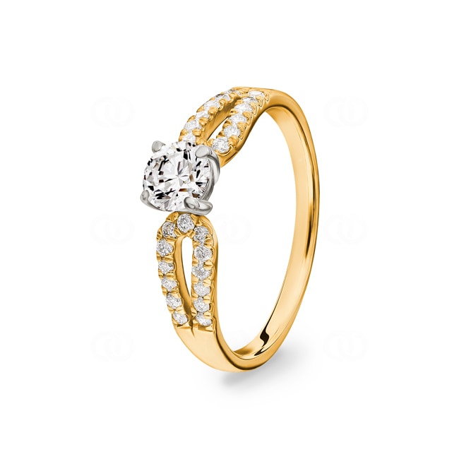 Engagement Ring 750/18 K Yellow and White Gold with Diamonds 0.72 ct H/si - CG128