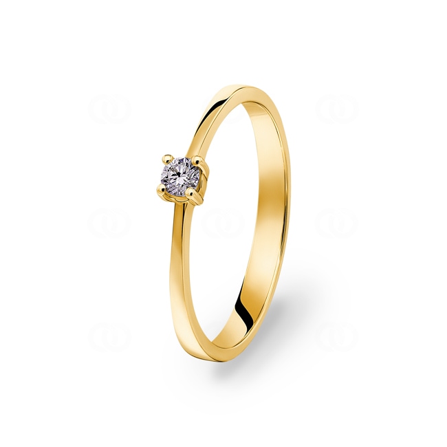 Bague de fiançailles or jaune 750/18 ct avec diamant 0.10 ct H/si - SO-082163-10-GG
