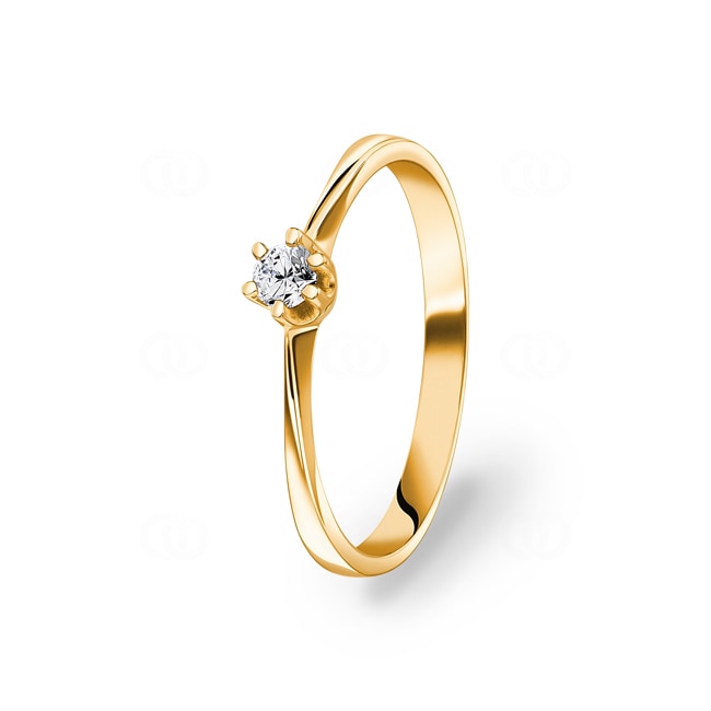 Bague de fiançailles or jaune 750/18 ct avec diamant 0.10 ct H/si - SO-082217-10-GG