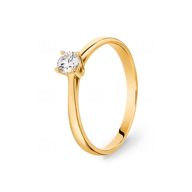 Bague de fiançailles or jaune 750/18 ct avec diamant 0.25 ct H/si - SO-082186-25-GG