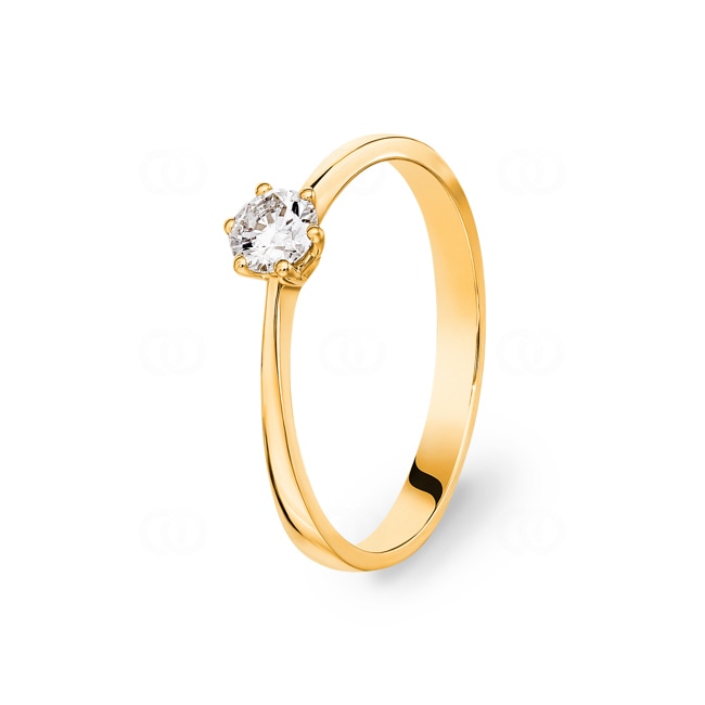 Bague de fiançailles or jaune 750/18 ct avec diamant 0.25 ct H/si - SO-082189-25-GG
