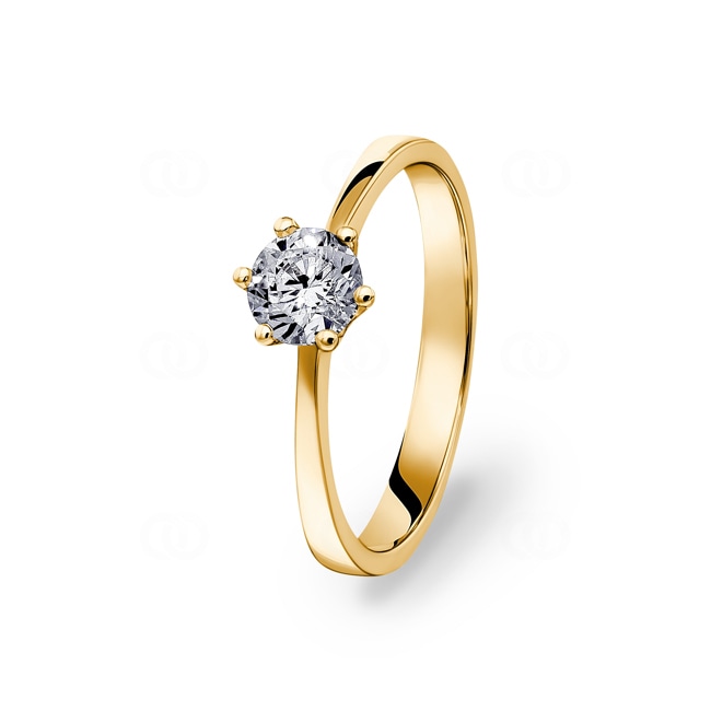 Bague de fiançailles or jaune 750/18 ct avec diamant 0.51 ct H/si - SO-082189-50-GG