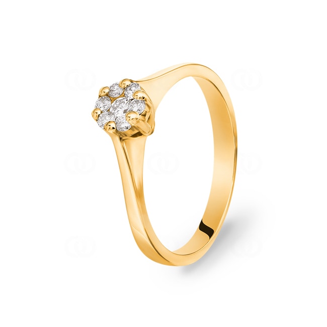 Bague de fiançailles or jaune 750/18 ct avec diamants 0.18 ct H/si - SO-097256-GG