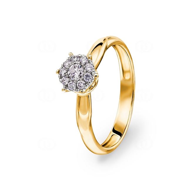 Verlobungsring 750/18 K Gelbgold mit Diamanten 0.19 ct H/si - RI-44011-GG