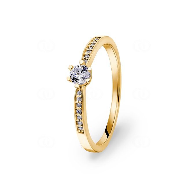 Engagement Ring 750/18 K Yellow Gold with Diamonds 0.19 ct H/si - SO100734-15-GG