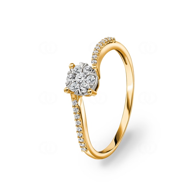 Engagement Ring 750/18 K Yellow Gold with Diamonds 0.22 ct H/si - RI-54301-GG