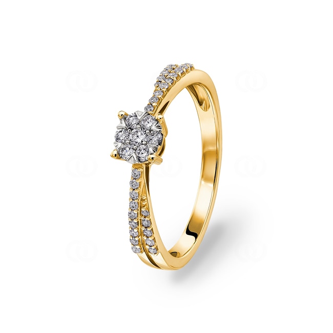 Engagement Ring 750/18 K Yellow Gold with Diamonds 0.25 ct H/si - RI-54561-GG