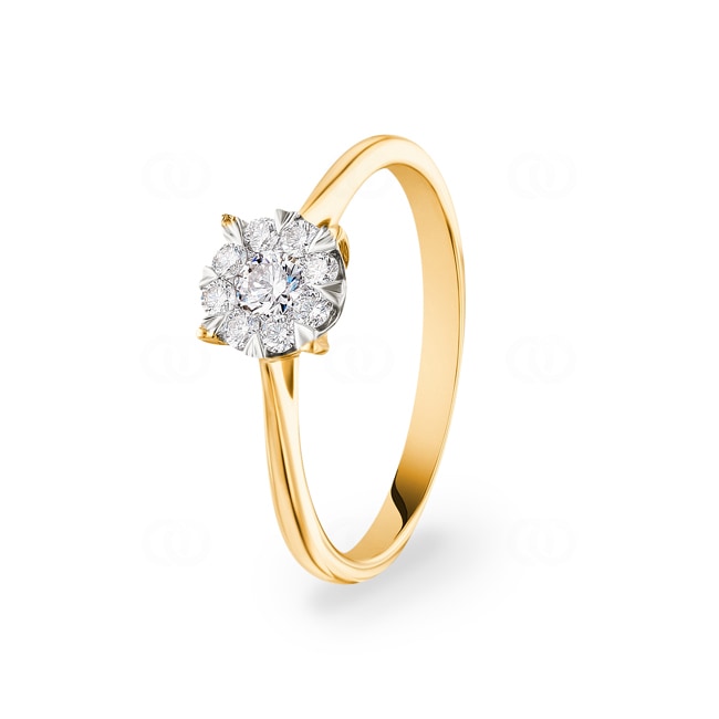 Bague de fiançailles or jaune 750/18 ct avec diamants 0.25 ct H/si - RI-69212-GG