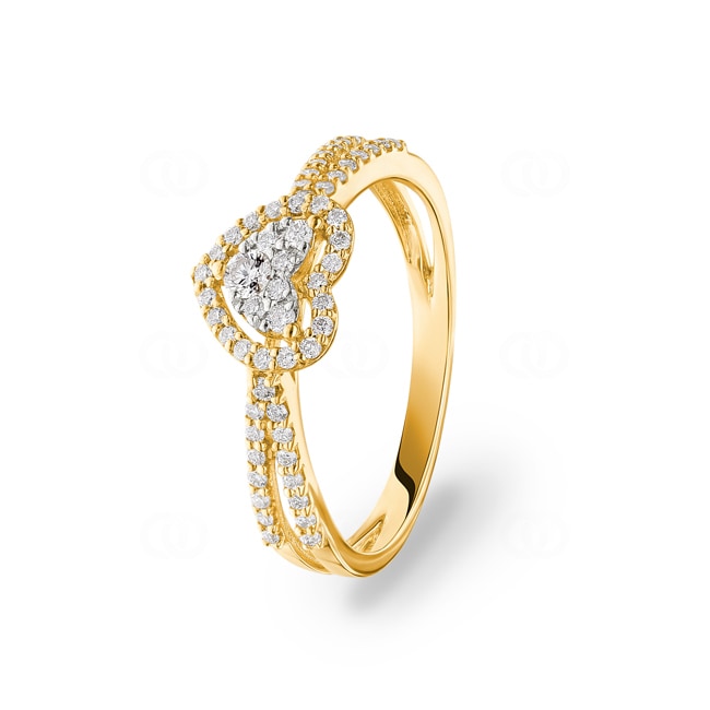 Verlobungsring 750/18 K Gelbgold mit Diamanten 0.29 ct H/si, Herz - RI-54881-GG
