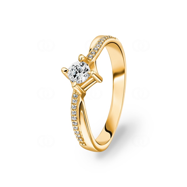 Engagement Ring 750/18 K Yellow Gold with Diamonds 0.31 ct H/si - CG138