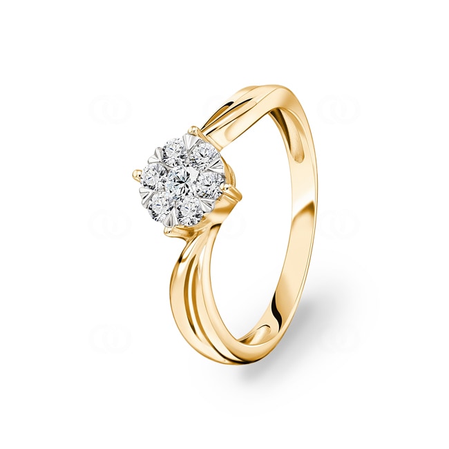 Bague de fiançailles or jaune 750/18 ct avec diamants 0.33 ct H/si - SO-69635-GG