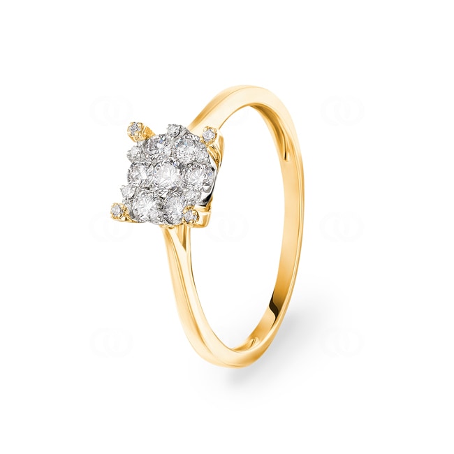 Bague de fiançailles or jaune 750/18 ct avec diamants 0.33 ct H/si - RI-69328-GG
