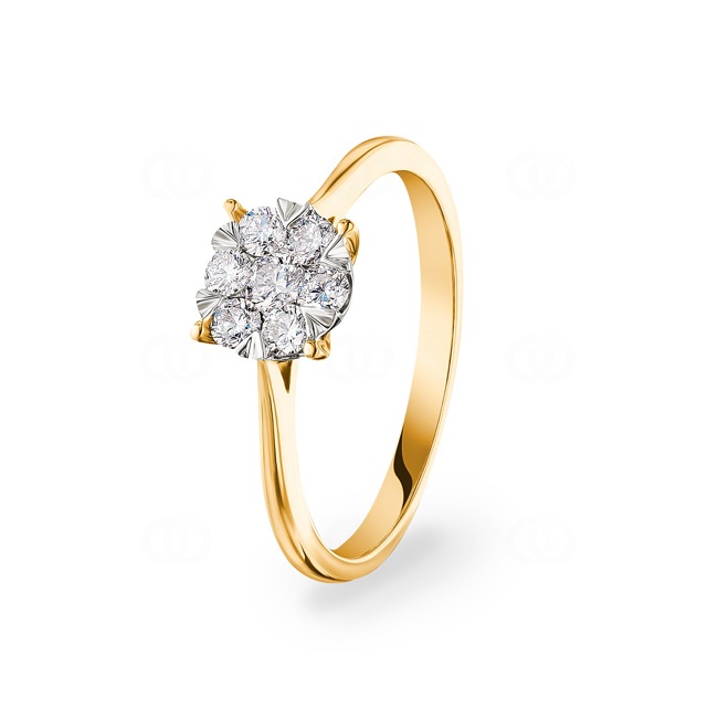 Engagement Ring 750/18 K Yellow Gold with Diamonds 0.34 ct H/si - RI-69206-GG