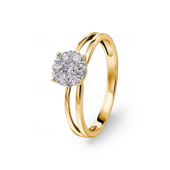 Verlobungsring 750/18 K Gelbgold mit Diamanten 0.34 ct H/si - RI-69585-GG