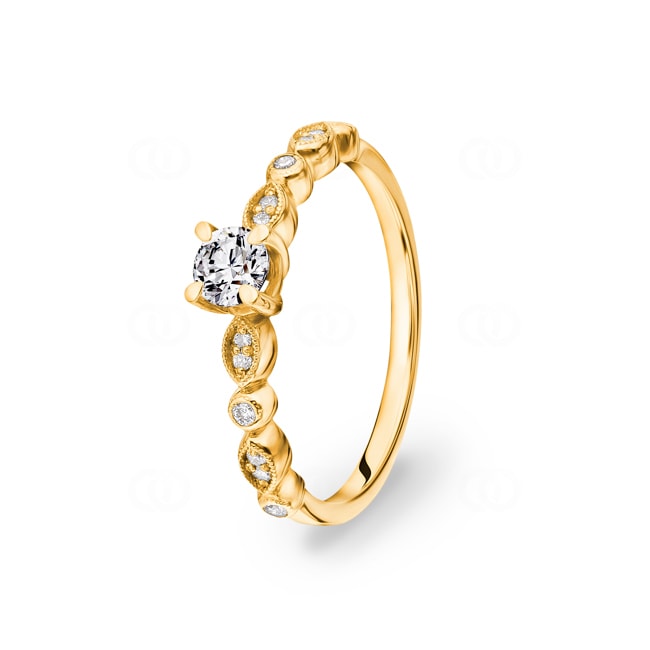 Bague de fiançailles or jaune 750/18 ct avec diamants 0.38 ct H/si - CG131